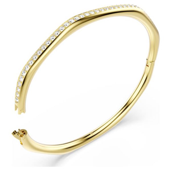Dextera bangle Octagon shape, Round cut, White, Gold-tone plated - Image 4