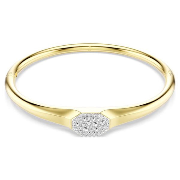Dextera bangle Round cut, White, Gold-tone plated - Image 2