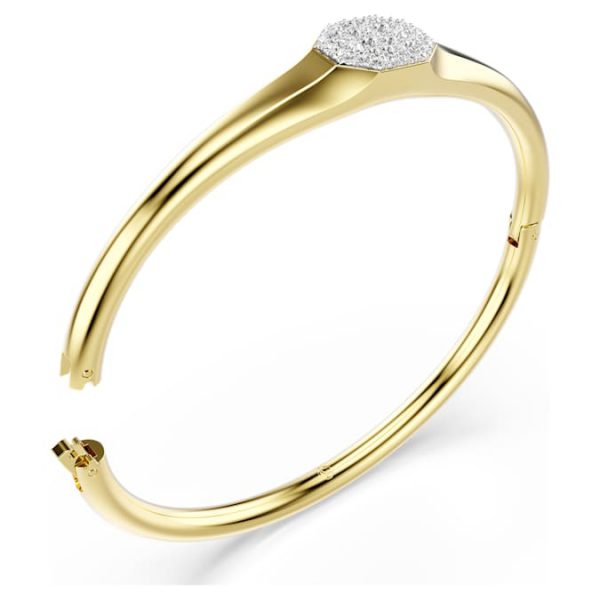 Dextera bangle Round cut, White, Gold-tone plated - Image 4