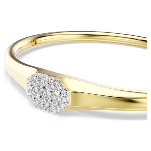 Dextera bangle Round cut, White, Gold-tone plated - Image 5