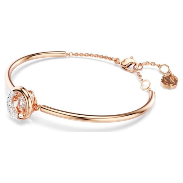Dextera bangle Round cut, White, Rose gold-tone plated - Image 3
