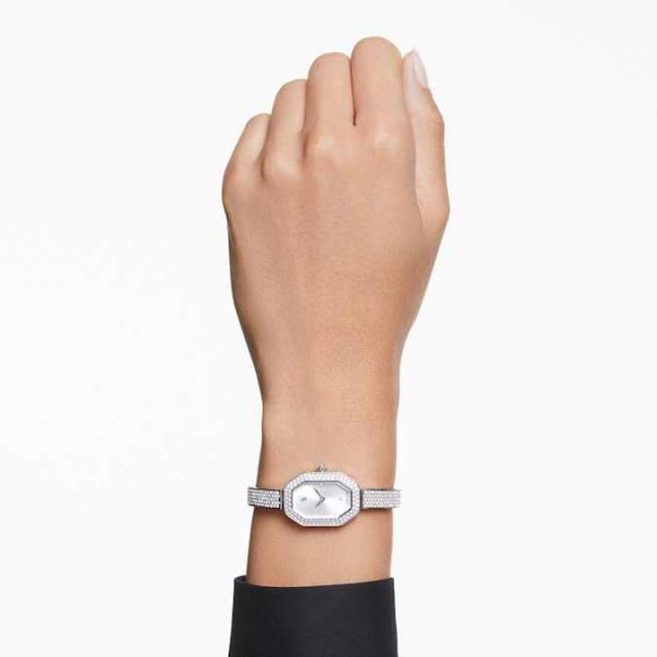 Dextera bangle watch Swiss Made, Metal bracelet, Silver tone, Stainless steel