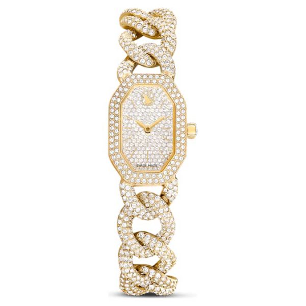 Dextera chain watch Swiss Made, Crystal bracelet, Gold tone, Gold-tone finish - Image 2