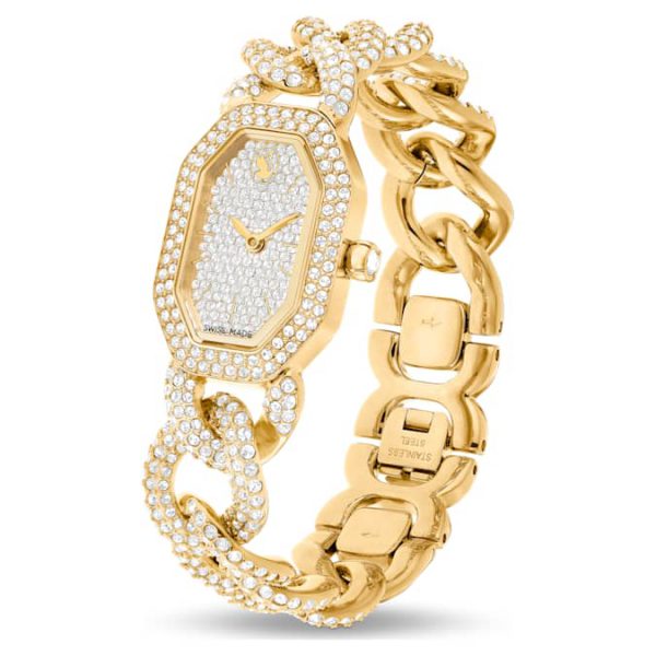 Dextera chain watch Swiss Made, Crystal bracelet, Gold tone, Gold-tone finish - Image 3