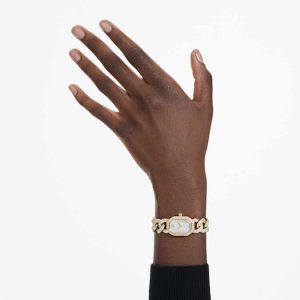 Dextera chain watch Swiss Made, Crystal bracelet, Gold tone, Gold-tone finish