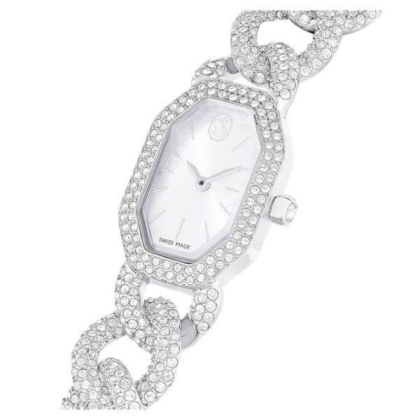 Dextera chain watch Swiss Made, Crystal bracelet, Silver tone, Stainless Steel - Image 5