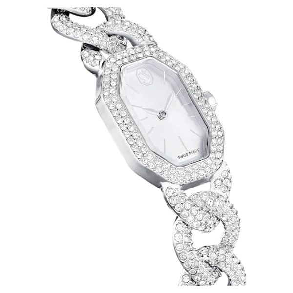 Dextera chain watch Swiss Made, Crystal bracelet, Silver tone, Stainless Steel - Image 7