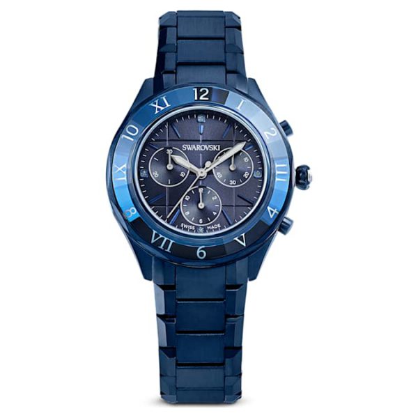 Dextera chrono watch 39mm, Swiss Made, Metal bracelet, Blue, Blue finish - Image 2