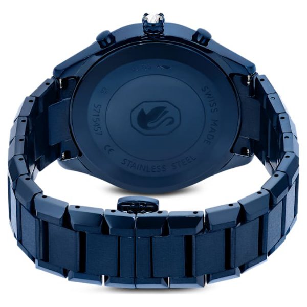 Dextera chrono watch 39mm, Swiss Made, Metal bracelet, Blue, Blue finish - Image 4
