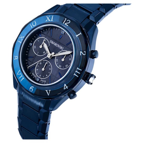 Dextera chrono watch 39mm, Swiss Made, Metal bracelet, Blue, Blue finish - Image 5