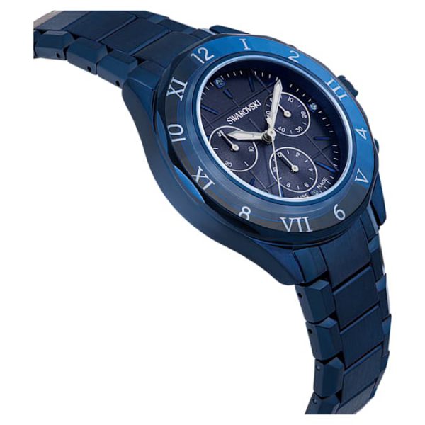 Dextera chrono watch 39mm, Swiss Made, Metal bracelet, Blue, Blue finish - Image 6