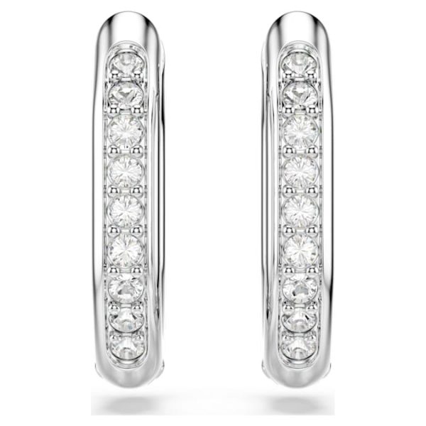 Dextera hoop earrings Octagon shape, Round cut, Small, White, Rhodium plated - Image 3