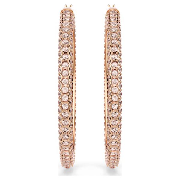 Dextera hoop earrings Pavé, Large, White, Rose gold-tone plated - Image 3