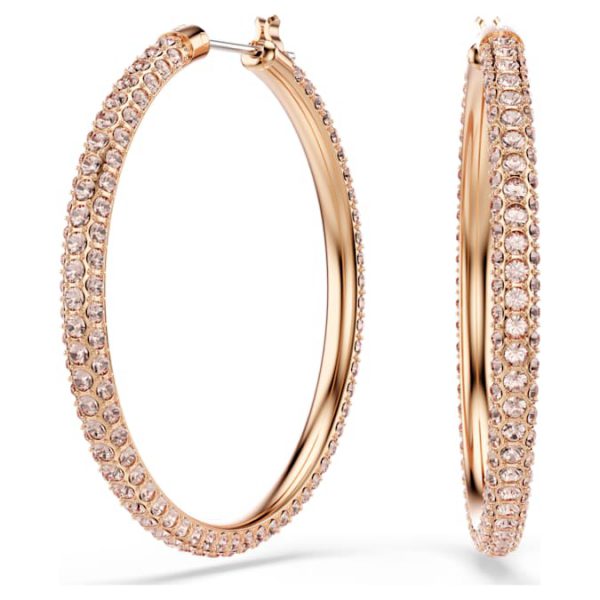 Dextera hoop earrings Pavé, Large, White, Rose gold-tone plated - Image 7