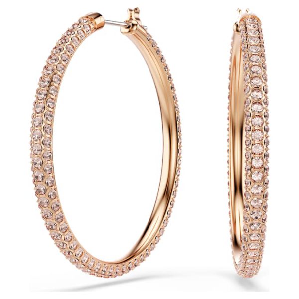 Dextera hoop earrings Pavé, Large, White, Rose gold-tone plated - Image 2