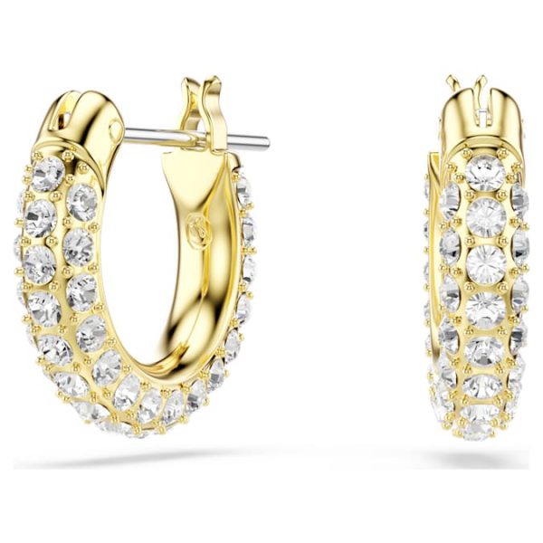 Dextera hoop earrings Pavé, Mini, White, Gold-tone plated - Image 2