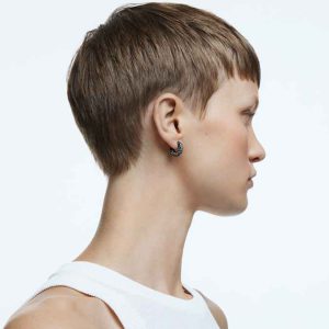 Dextera hoop earrings Small, Black, Ruthenium plated