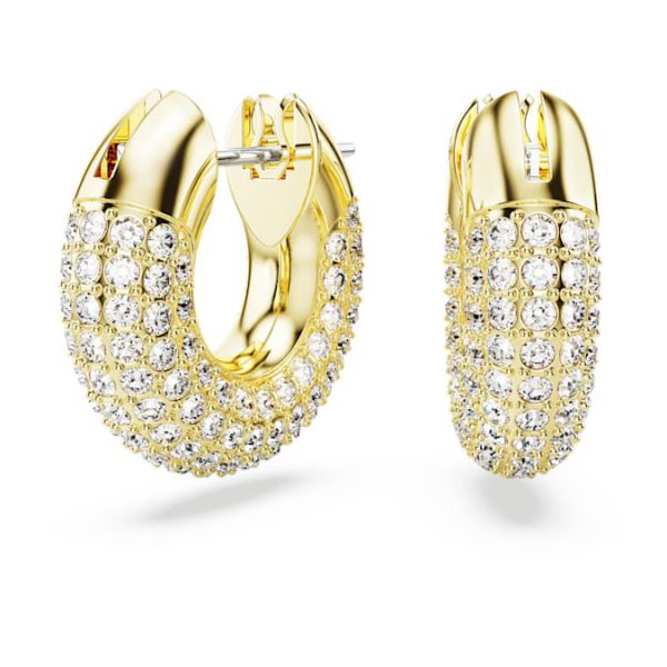 Dextera hoop earrings Small, White, Gold-tone plated - Image 2