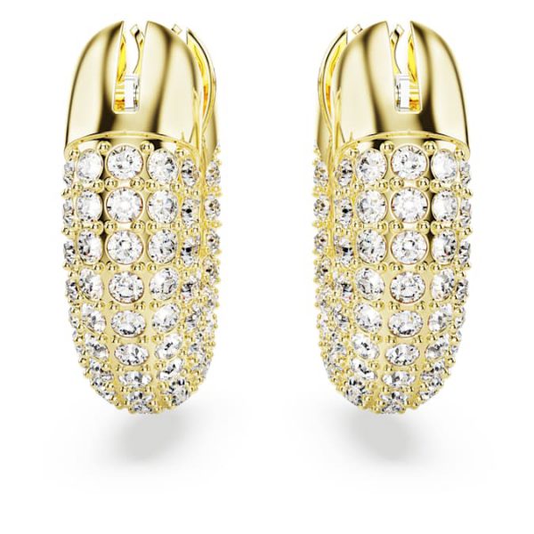 Dextera hoop earrings Small, White, Gold-tone plated - Image 3