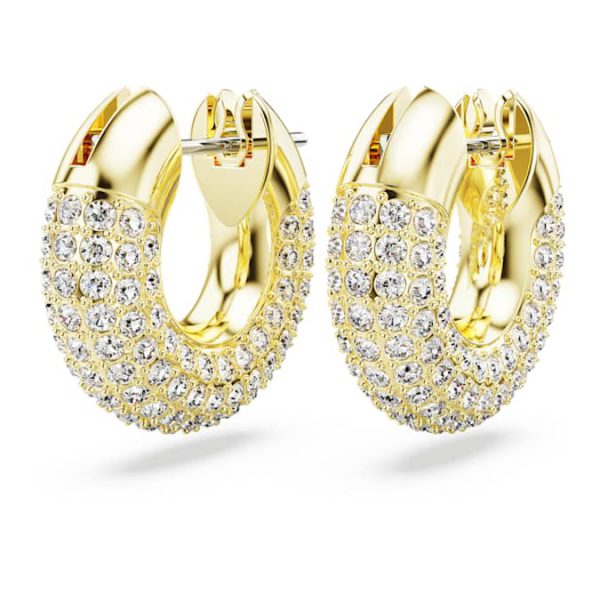 Dextera hoop earrings Small, White, Gold-tone plated - Image 4