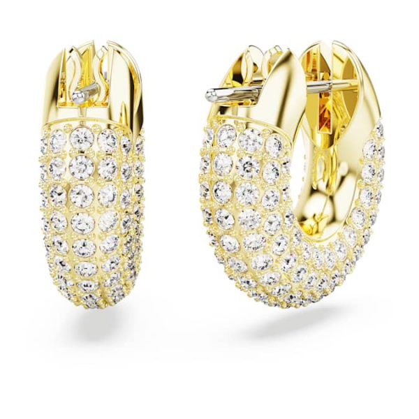 Dextera hoop earrings Small, White, Gold-tone plated - Image 5