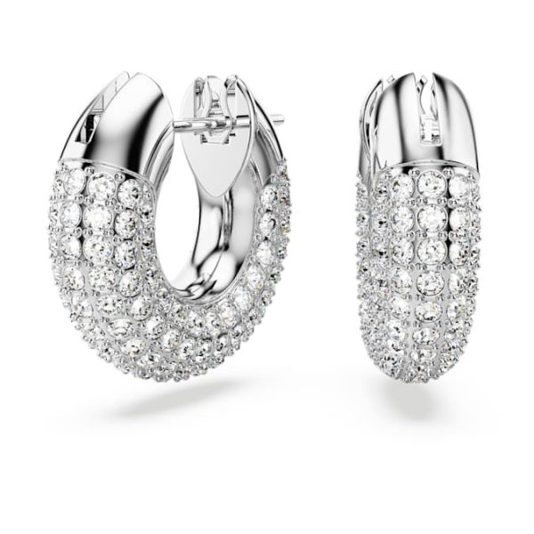 Dextera hoop earrings Small, White, Rhodium plated - Image 2