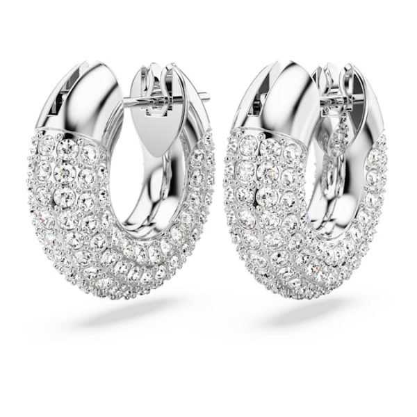 Dextera hoop earrings Small, White, Rhodium plated - Image 4
