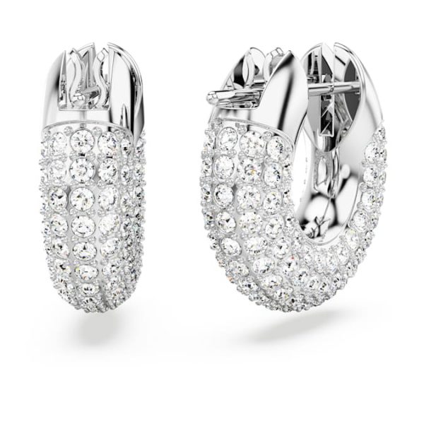 Dextera hoop earrings Small, White, Rhodium plated - Image 5