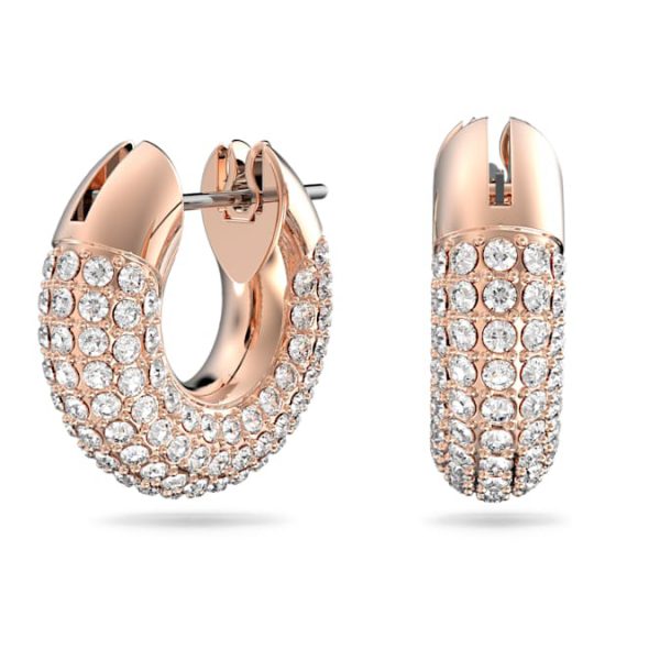 Dextera hoop earrings Small, White, Rose gold-tone plated - Image 2