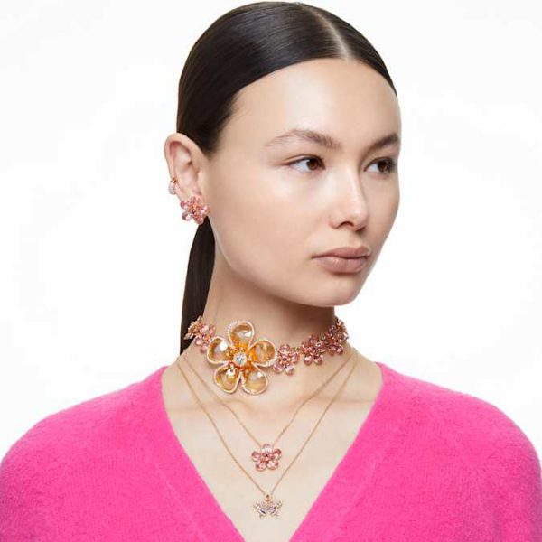 Dextera hoop earrings Small, White, Rose gold-tone plated - Image 4