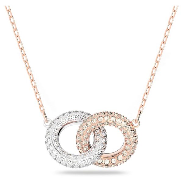 Dextera necklace Intertwined circles, White, Rose gold-tone plated - Image 2