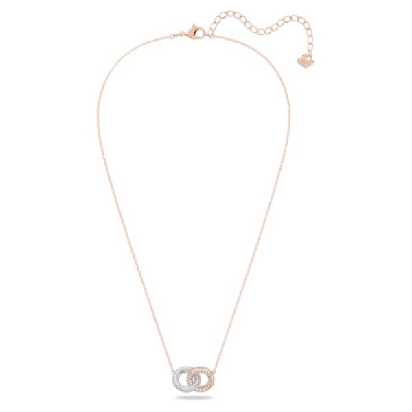 Dextera necklace Intertwined circles, White, Rose gold-tone plated - Image 3