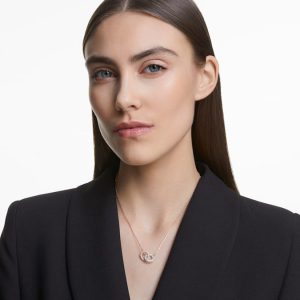Dextera necklace Intertwined circles, White, Rose gold-tone plated