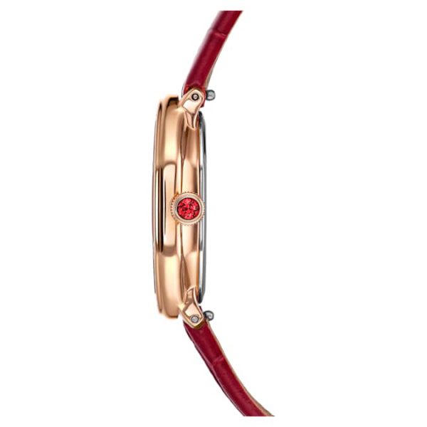 Dextera octagon watch Swiss Made, Leather strap, Red, Rose gold-tone finish - Image 7