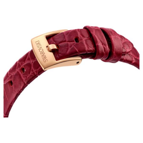 Dextera octagon watch Swiss Made, Leather strap, Red, Rose gold-tone finish - Image 8