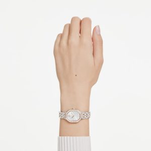 Dextera octagon watch Swiss Made, Metal bracelet, Silver tone, Rose gold-tone finish