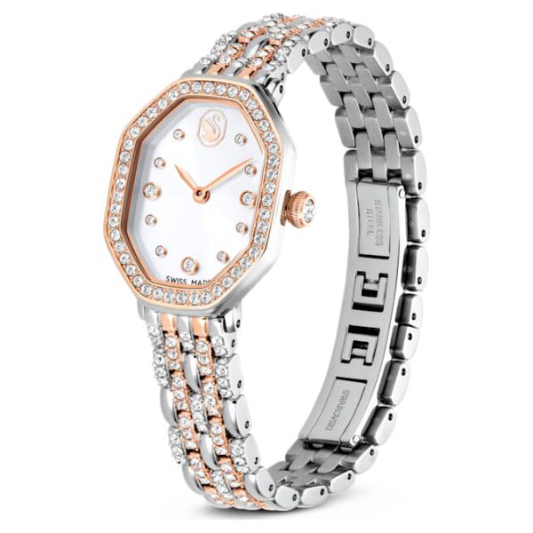 Dextera octagon watch Swiss Made, Metal bracelet, Silver tone, Rose gold-tone finish - Image 3