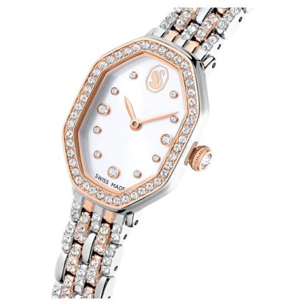 Dextera octagon watch Swiss Made, Metal bracelet, Silver tone, Rose gold-tone finish - Image 5