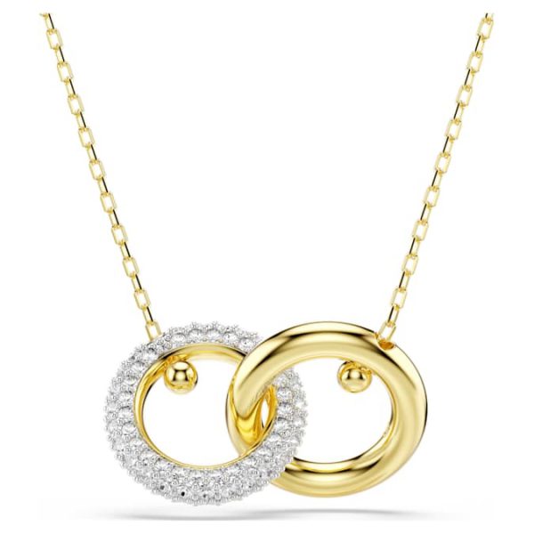 Dextera pendant Interlocking loop, White, Gold-tone plated - Image 2