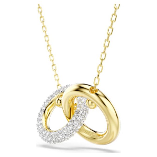 Dextera pendant Interlocking loop, White, Gold-tone plated - Image 4