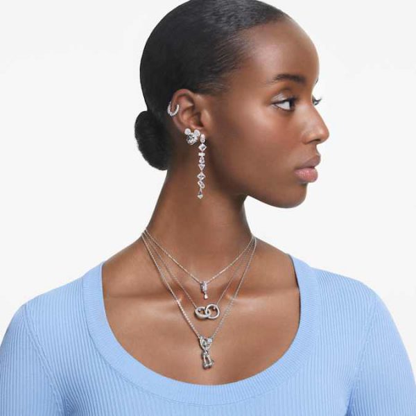 Dextera pendant Interlocking loop, White, Rhodium plated - Image 7