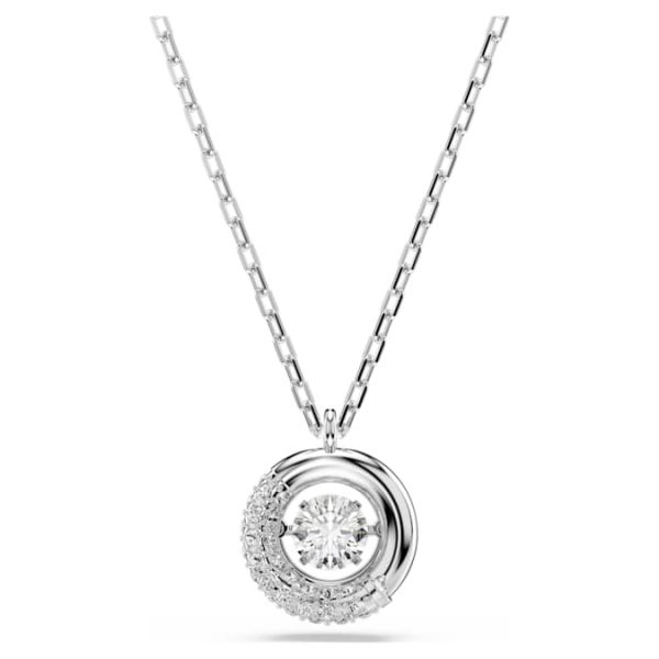 Dextera pendant Round cut, White, Rhodium plated - Image 2