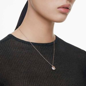 Dextera pendant Round cut, White, Rose gold-tone plated