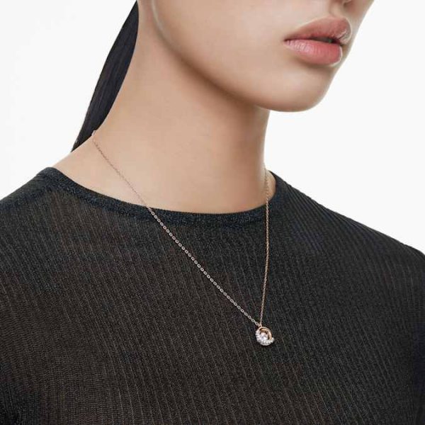 Dextera pendant Round cut, White, Rose gold-tone plated