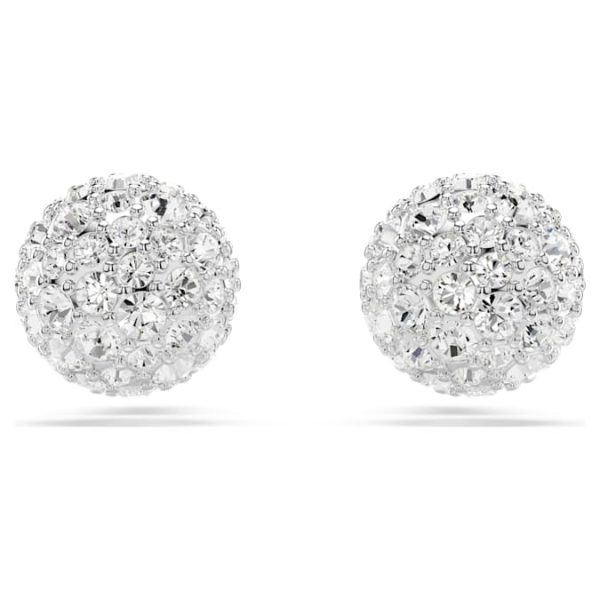 Dextera stud earrings Round cut, Sphere, White, Rhodium plated - Image 2