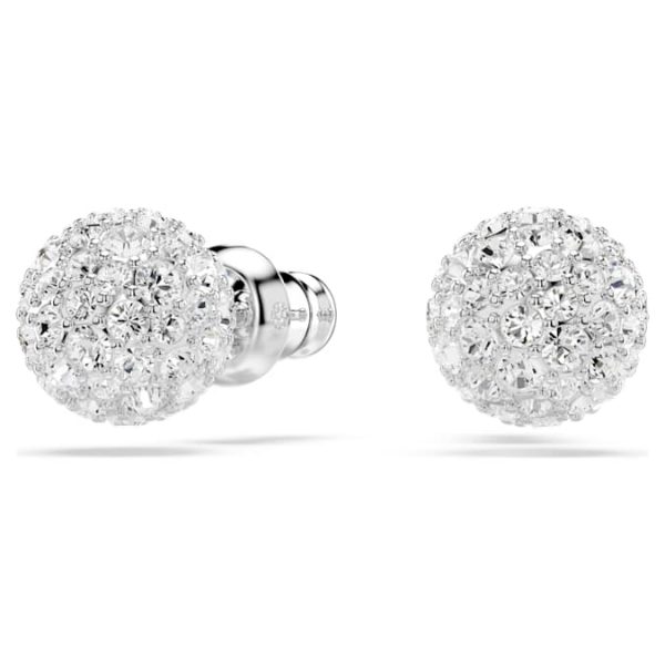Dextera stud earrings Round cut, Sphere, White, Rhodium plated - Image 3