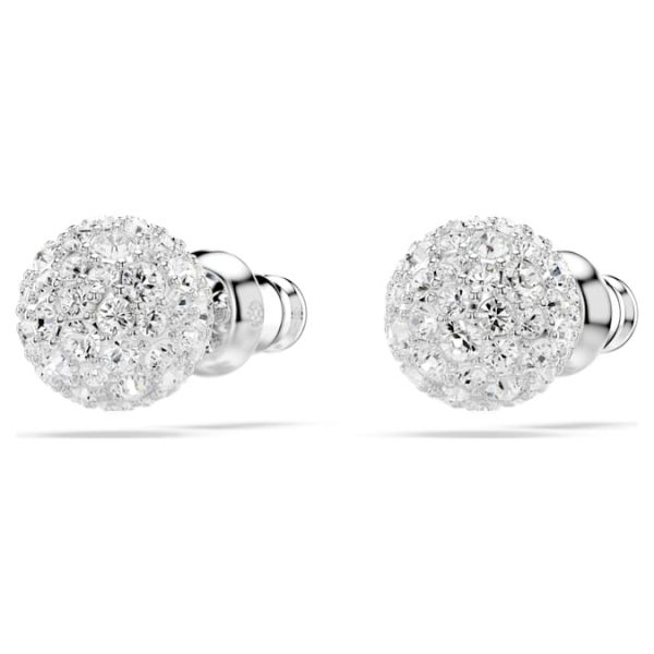 Dextera stud earrings Round cut, Sphere, White, Rhodium plated - Image 4