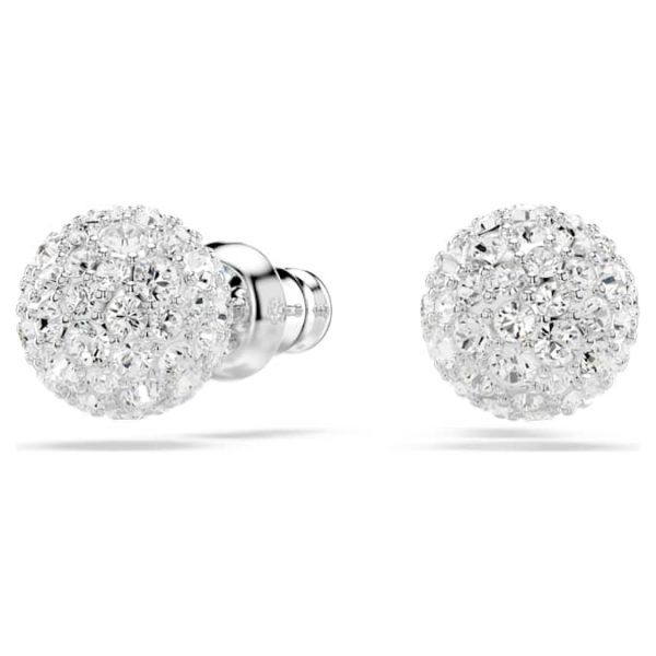 Dextera stud earrings Round cut, Sphere, White, Rhodium plated - Image 6