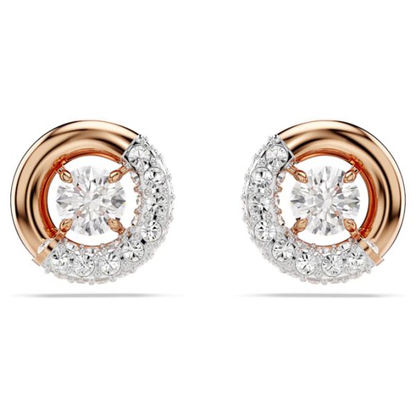Dextera stud earrings Round cut, White, Rose gold-tone plated - Image 2