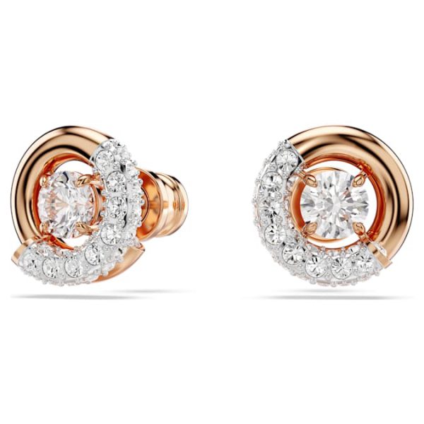Dextera stud earrings Round cut, White, Rose gold-tone plated - Image 3
